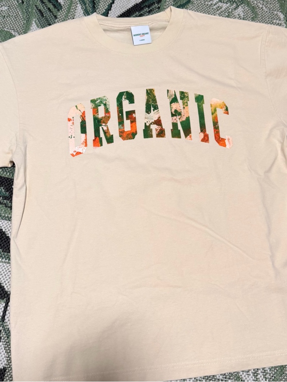 Larry June Midnight Organic J. Brian Organic Paint Tee Men’s Size Large Cream